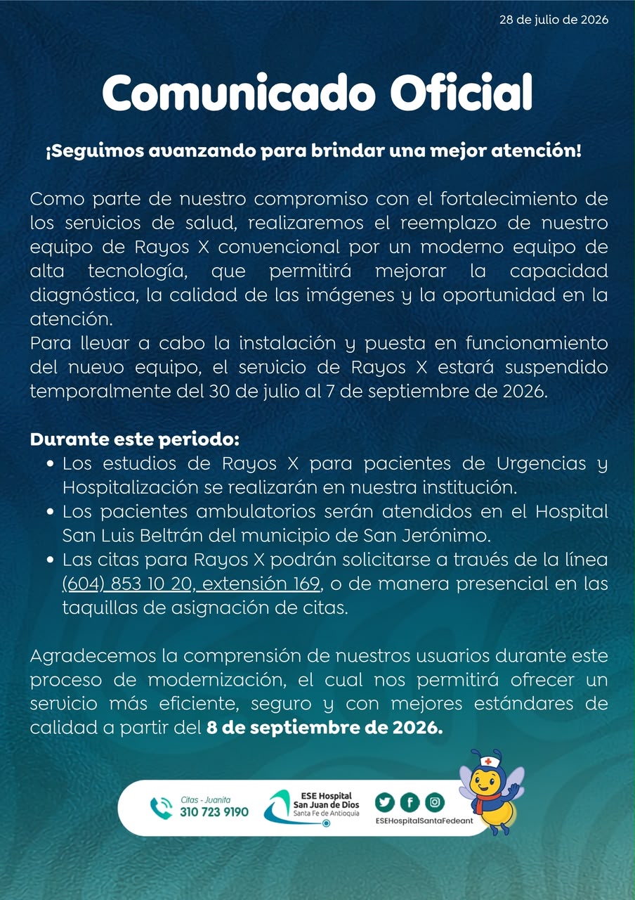 Comunicado cambio de equipo de RX