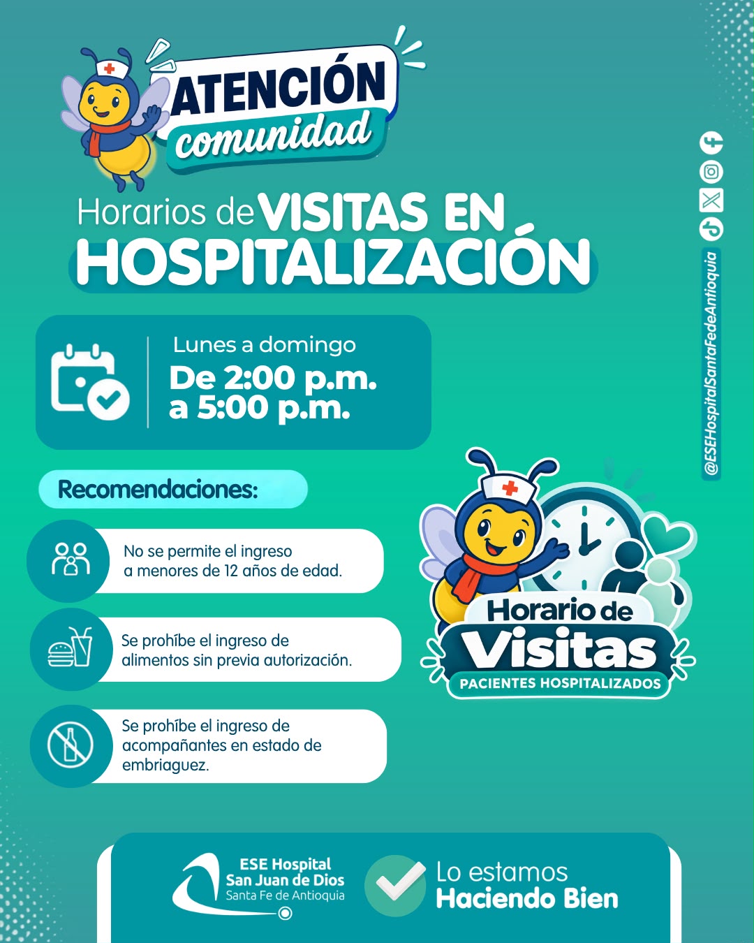 Horario de visitas hospitalizacion